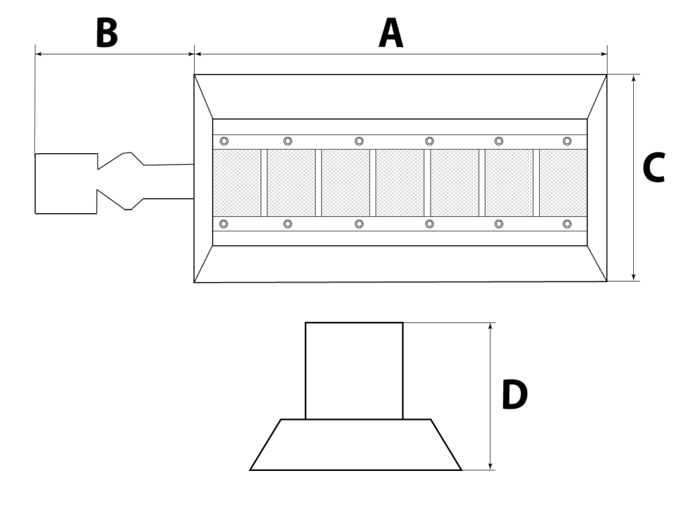 Ceramic infrared heaters dimensions